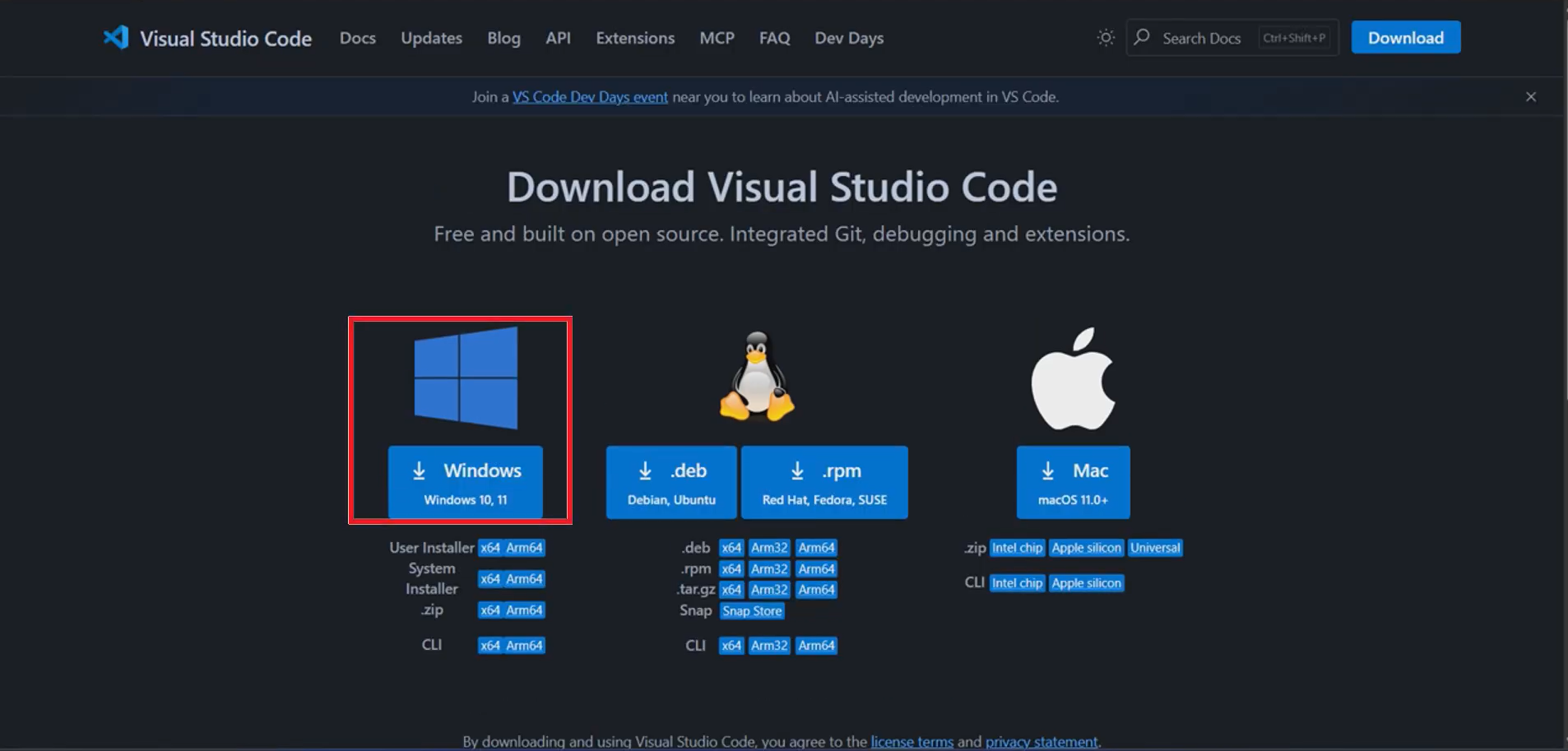 VS Code official website